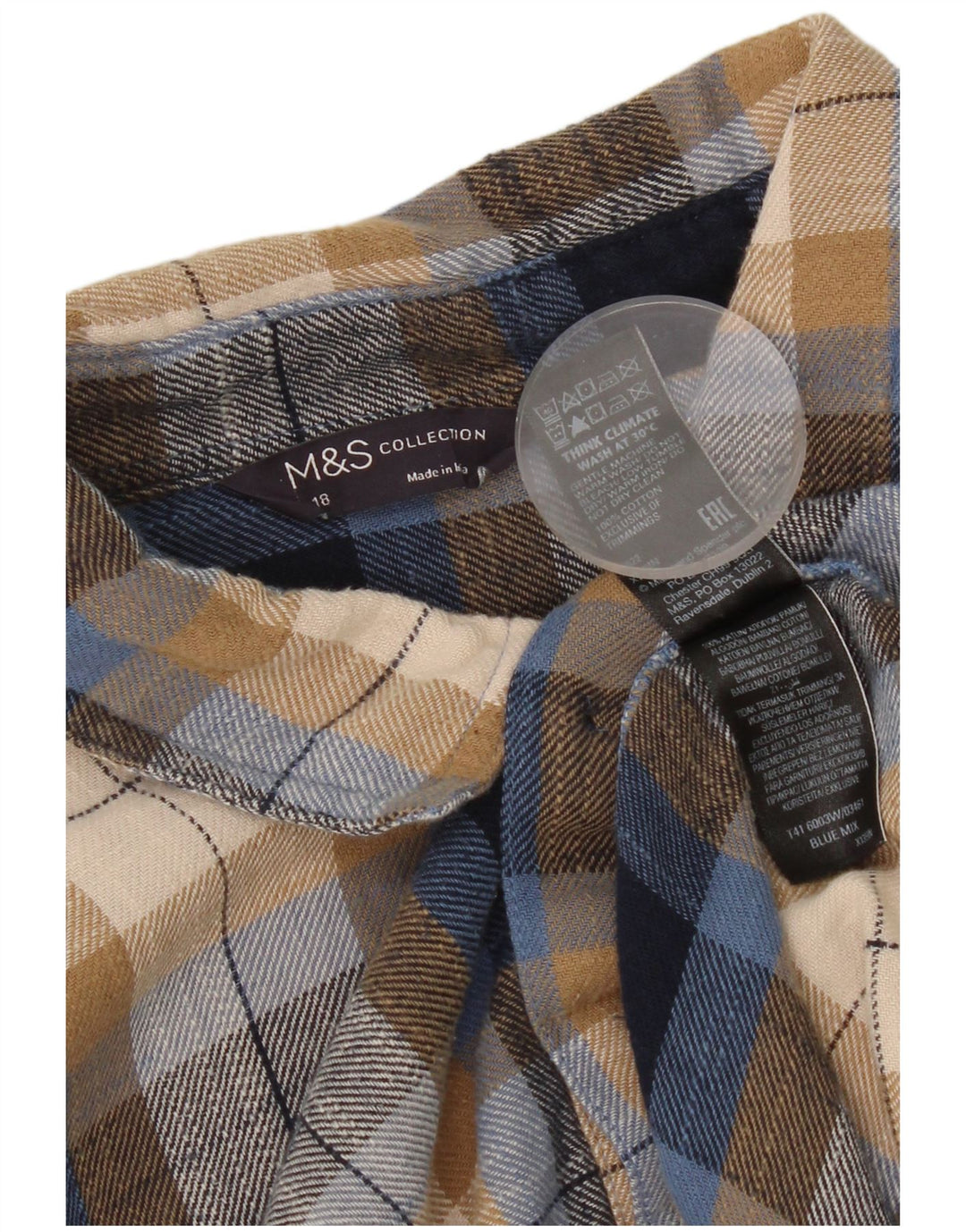 Marks & Spencer Flannelskjorte til kvinder UK 18 XL Flerfarvet ternet bomuld