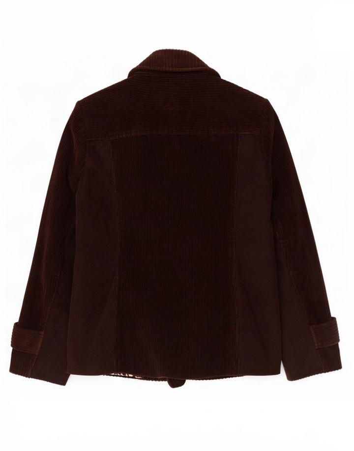 Marks & Spencer Dame Per Una Corduroy Ærtefrakke UK 12 Medium Brun Bomuld
