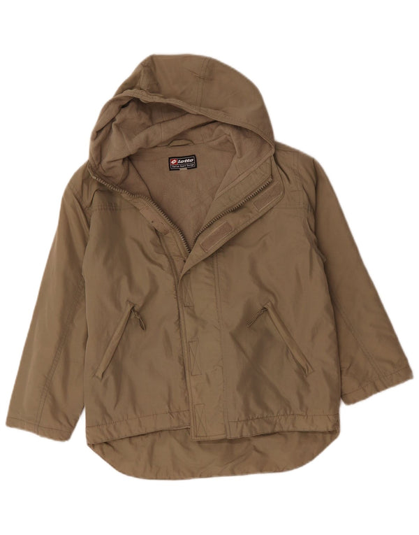 Lotto Boys Graphic Hooded Windbreaker Jacket 11-12 Years Medium Khaki