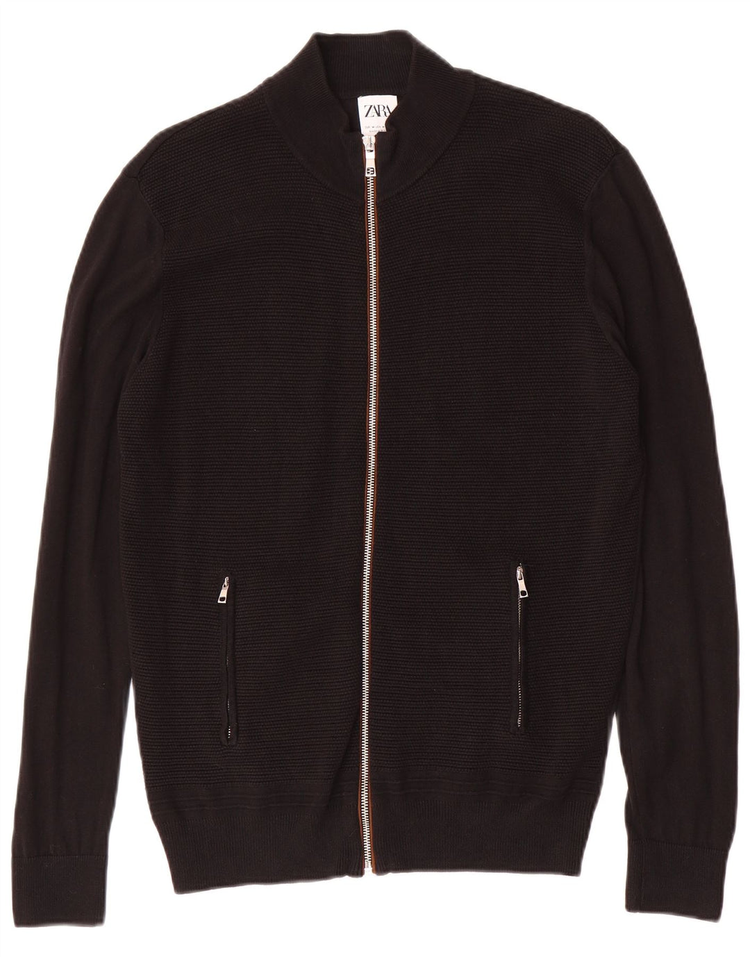 ZARA Cardigan sweater til mænd, medium sort bomuld