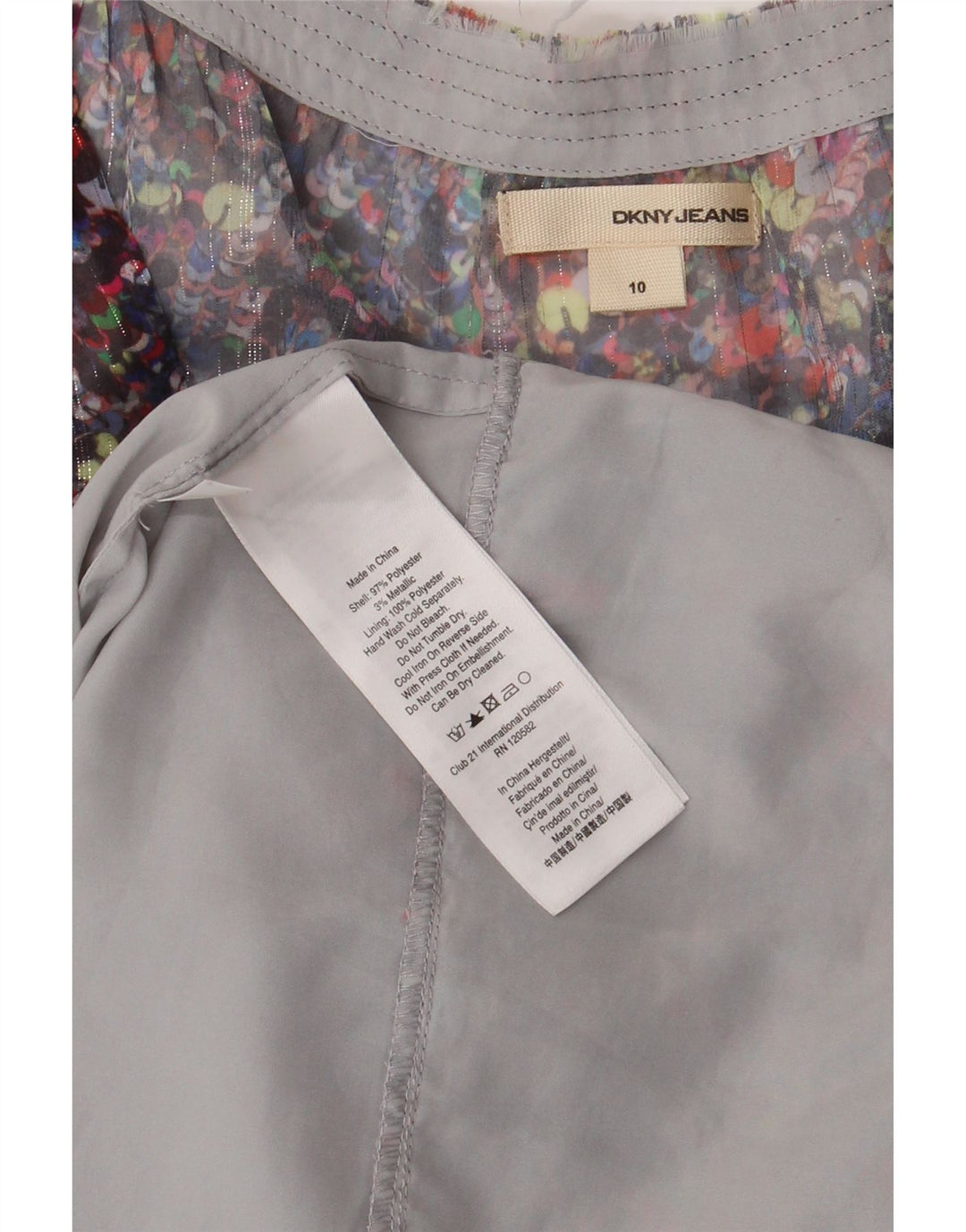 DKNY Kvinders Ærmeløs Tiered Dress US 10 Large Multicolored Floral