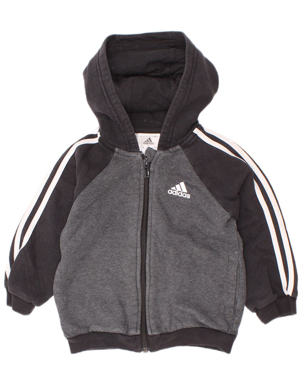 Adidas Baby Boys Hættetrøje med lynlås 12-18 måneder Grå Colourblock Bomuld
