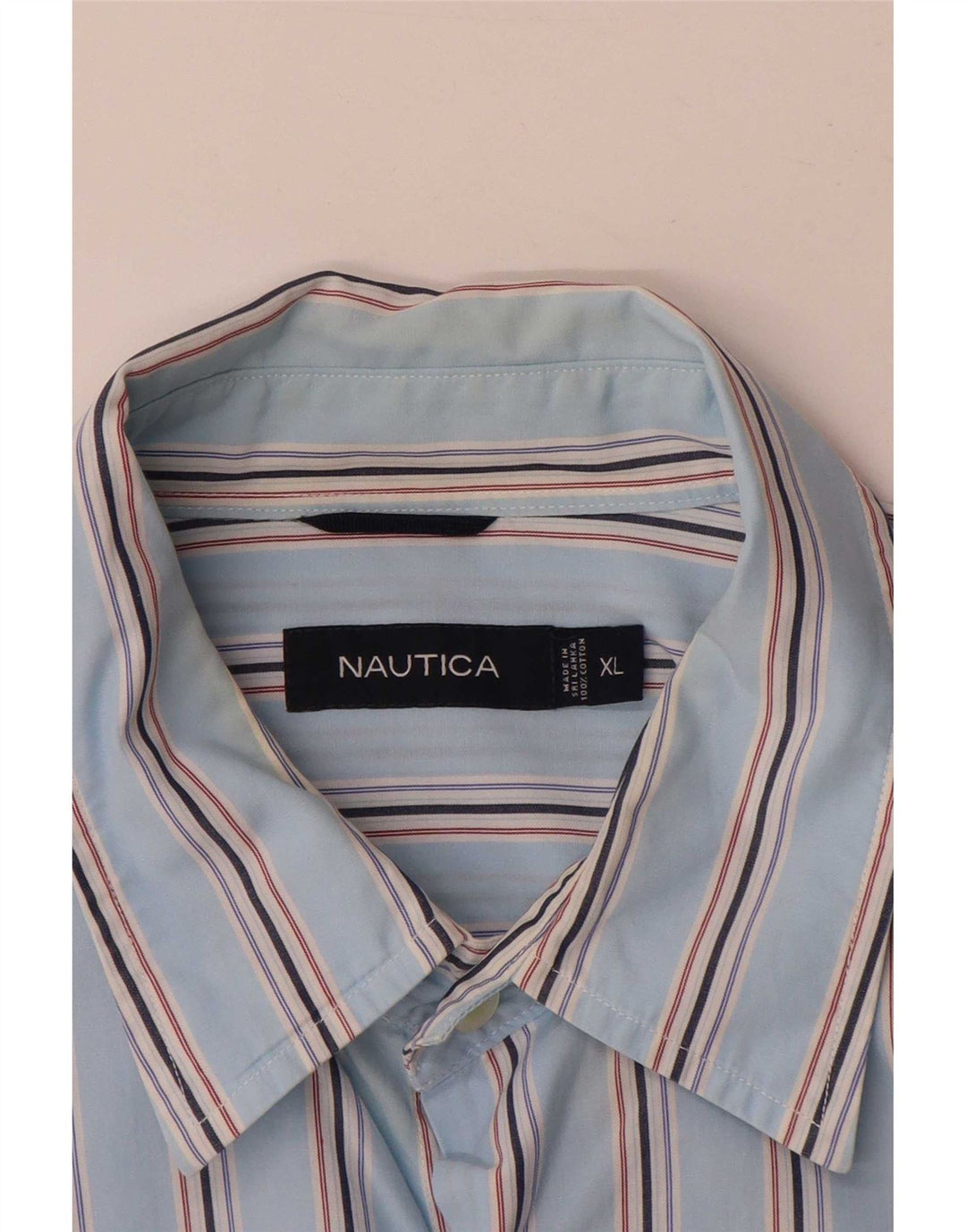 Nautica herreskjorte XL blå stribet bomuld