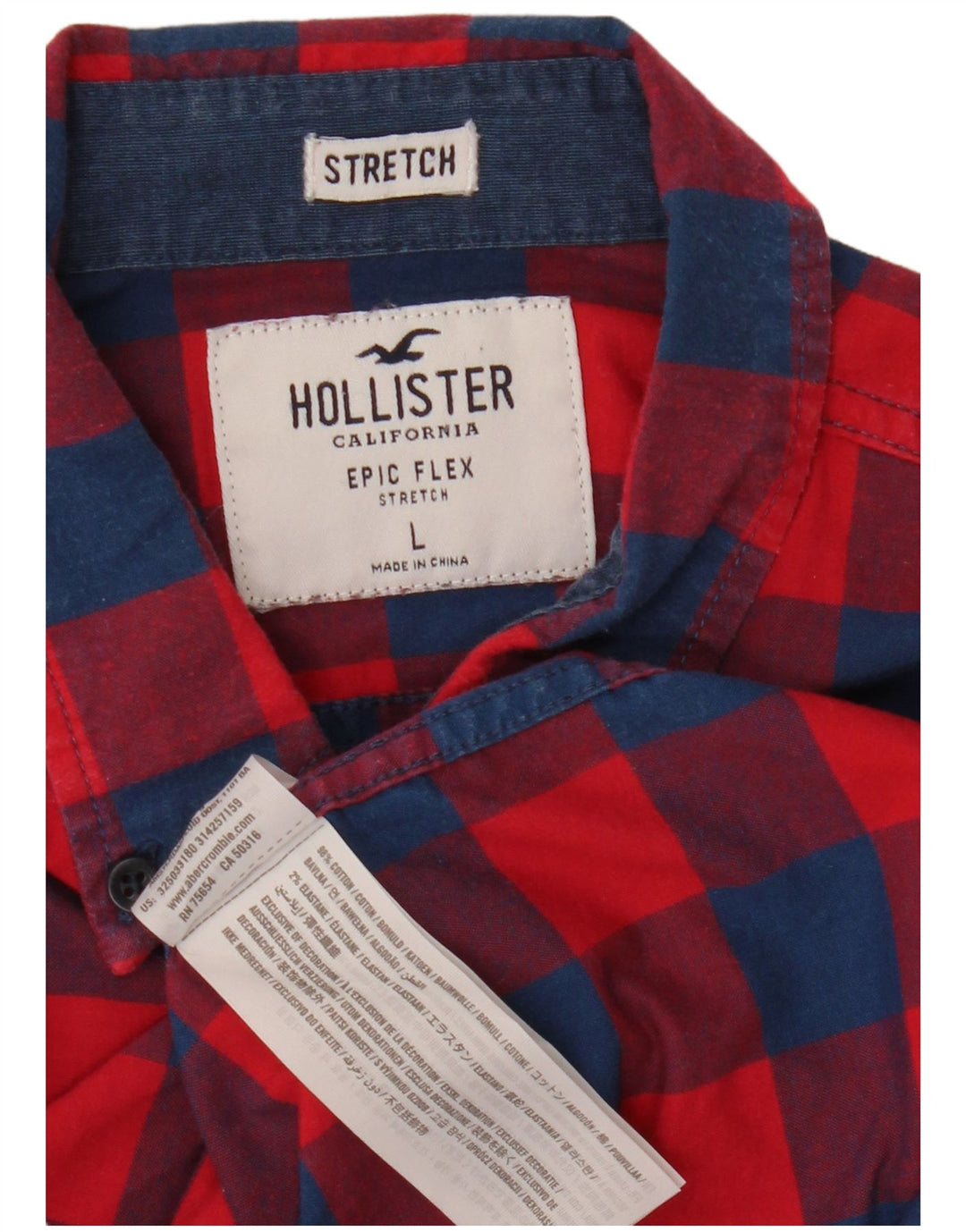 HOLLISTER Herreskjorte Stor rød ternet bomuld