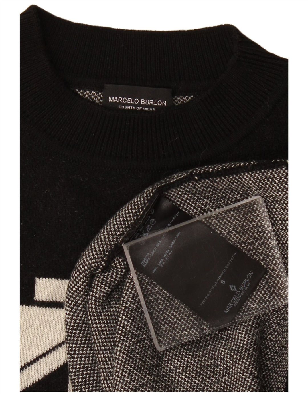 Marcelo Burlon Dame Jumper Sweater UK 10 Lille Sort Geometrisk