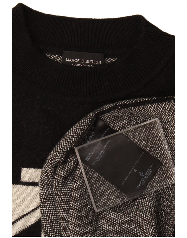 Marcelo Burlon Dame Jumper Sweater UK 10 Lille Sort Geometrisk