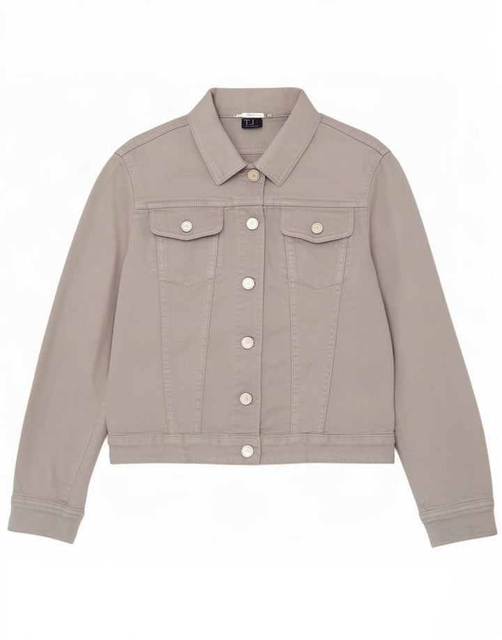Trussardi Jeans Dame Crop Denim Jacket UK 12 Medium Grey