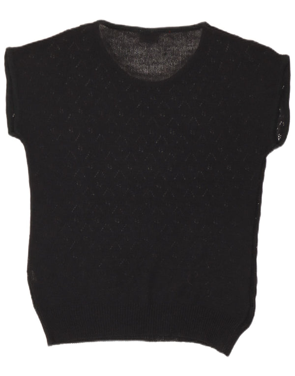 Nadia Dame Kortærmet Boat Neck Jumper Sweater UK 14 Medium Sort