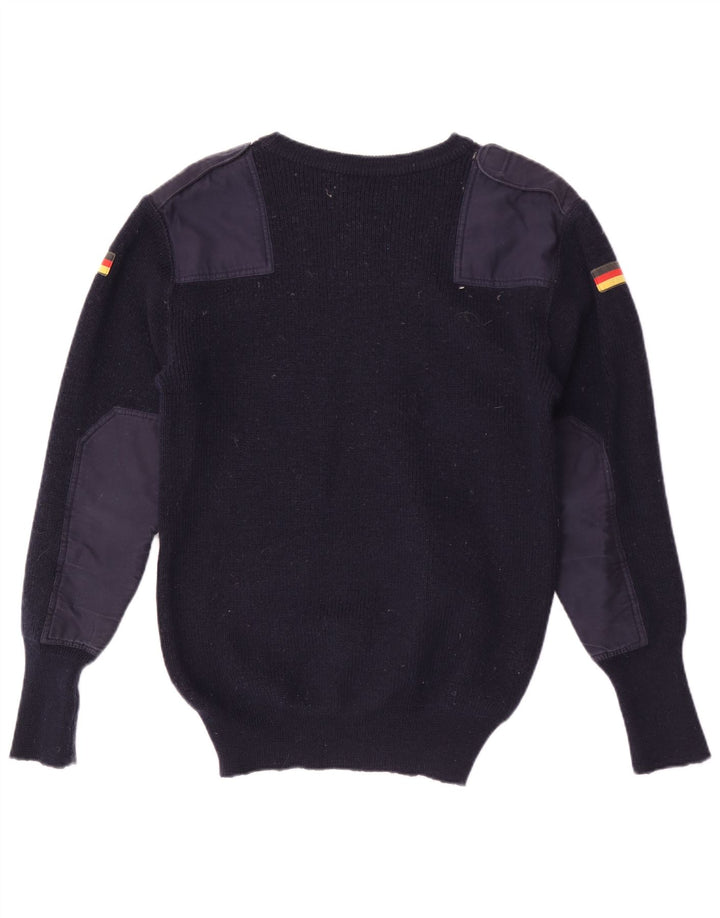 Vintage Herre militære besætningshals sweater IT 48 Medium Navy Blue