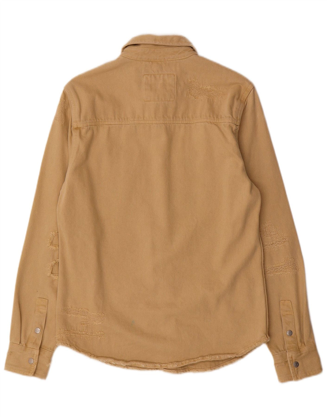 Zara Herre Distressed Relaxed Fit denimskjorte lille beige bomuld