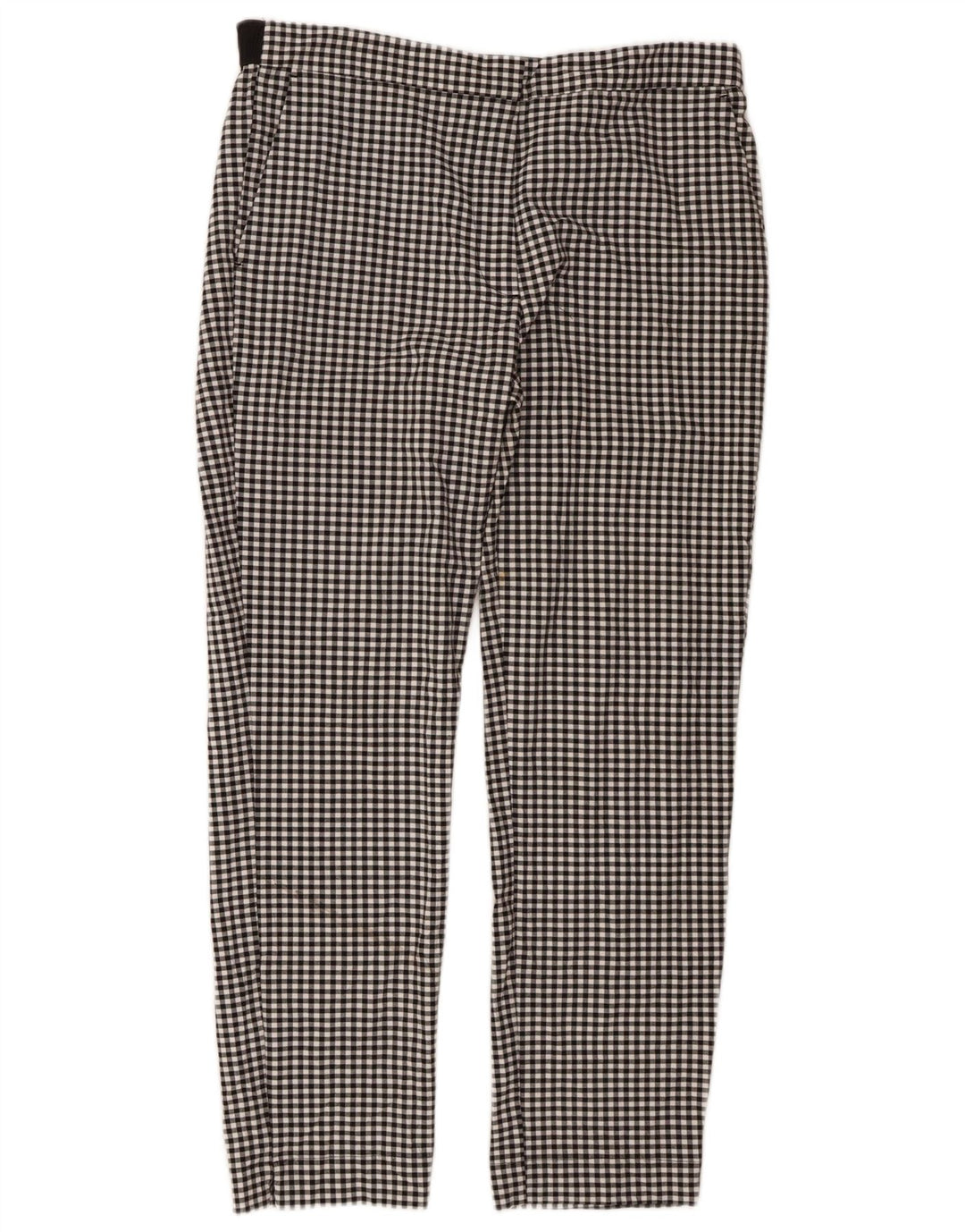 Zara Dame Slim Chino Bukser XL W32 L27 Sort Gingham Polyester