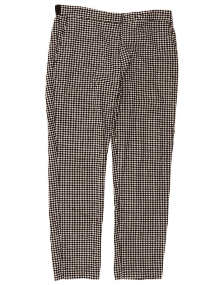 Zara Dame Slim Chino Bukser XL W32 L27 Sort Gingham Polyester