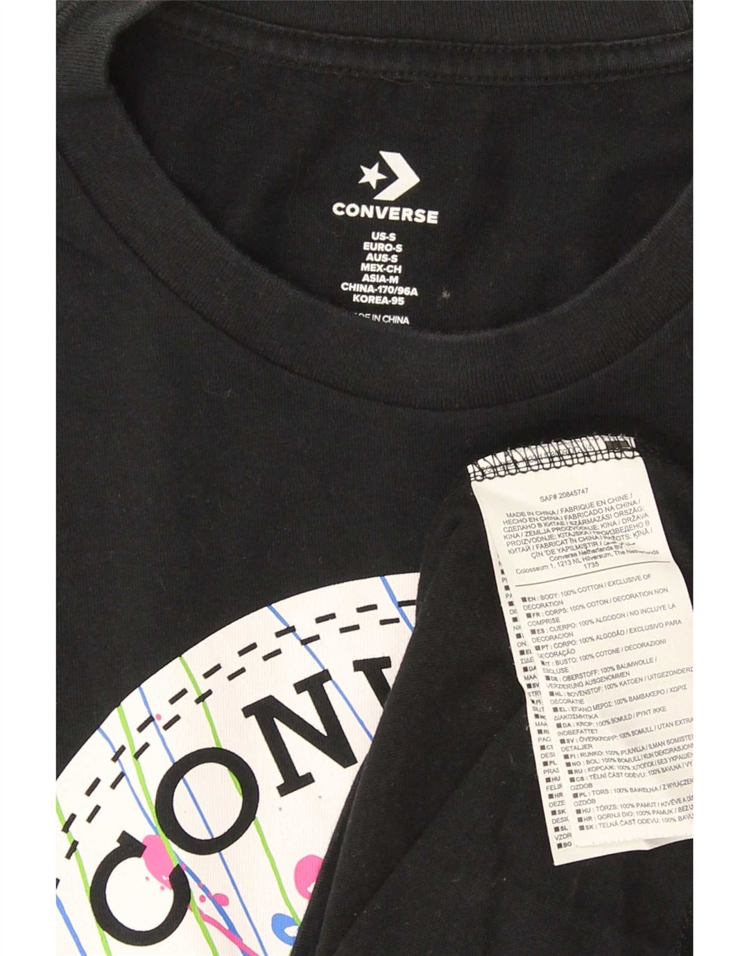 Converse Herre Chuck Taylor Grafisk T-Shirt Top Lille Sort Bomuld