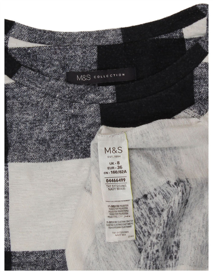 Marks & Spencer Dame Top Langærmet UK 8 Small Navy Blue Polyester