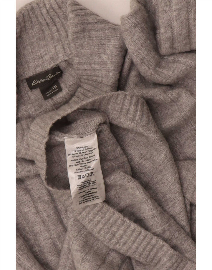Eddie Bauer Dame Høj Turtle Neck Jumper Sweater UK 14 Medium Grey