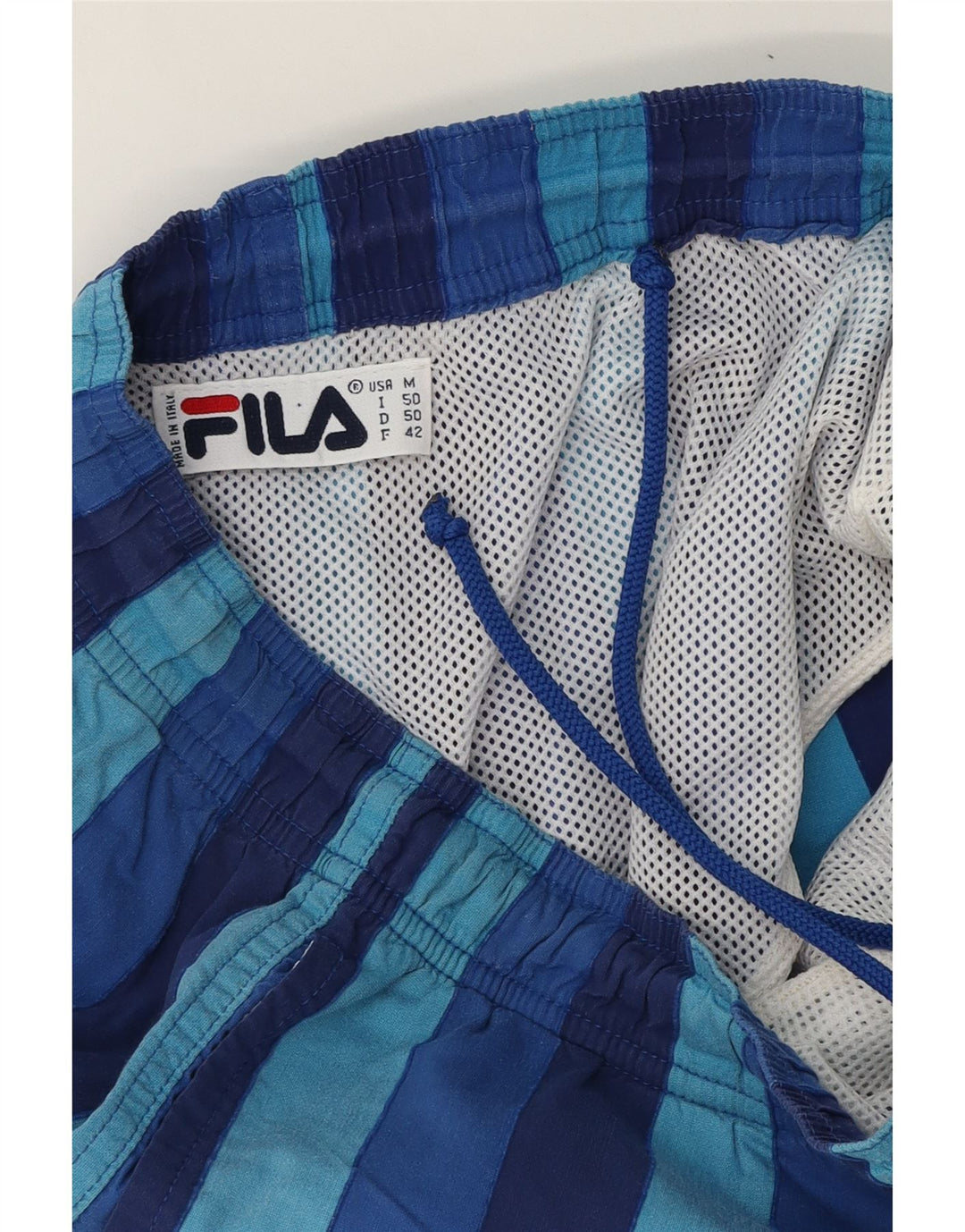 FILA Mens Swimming Shorts Medium  Blue Striped Vintage Fila and Second-Hand Fila from Messina Hembry 