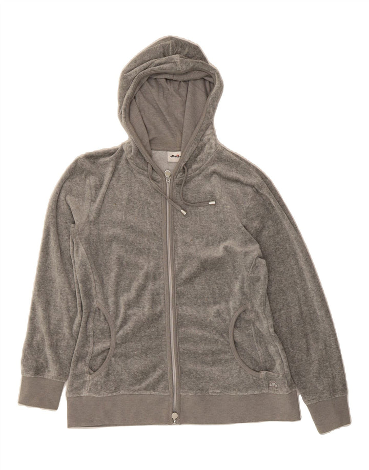 ELLESSE Womens Zip Hoodie Sweater UK 14 Medium Grey Cotton Vintage Ellesse and Second-Hand Ellesse from Messina Hembry 