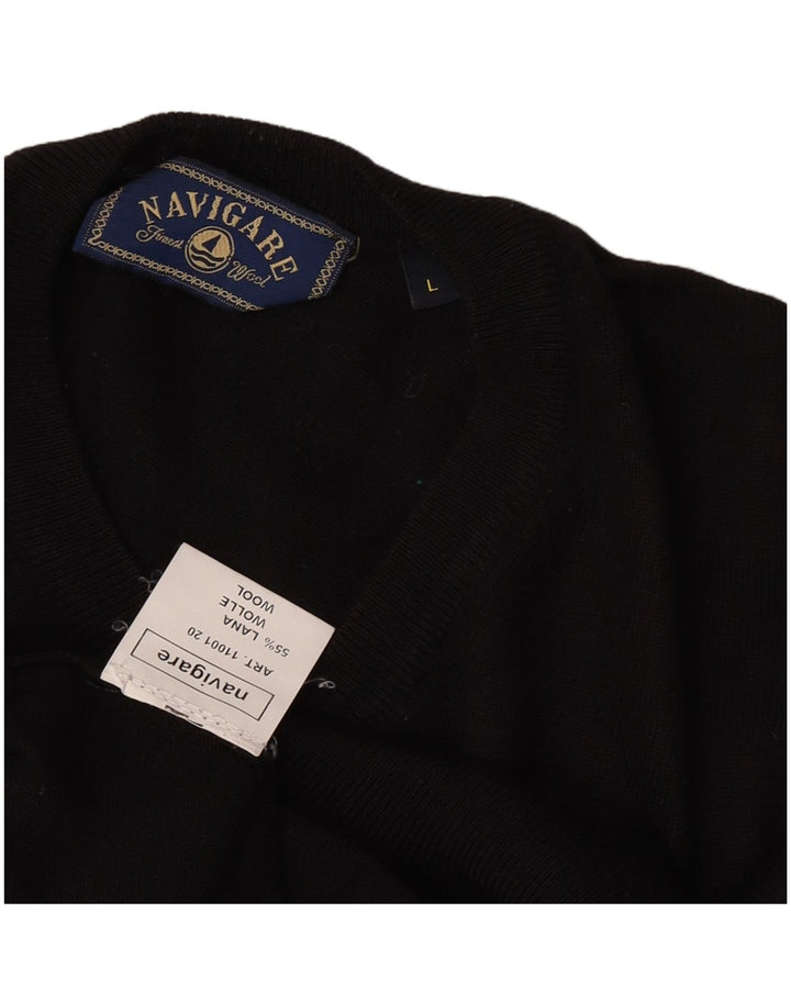 Navigare Herre V-hals sweater Stor sort uld