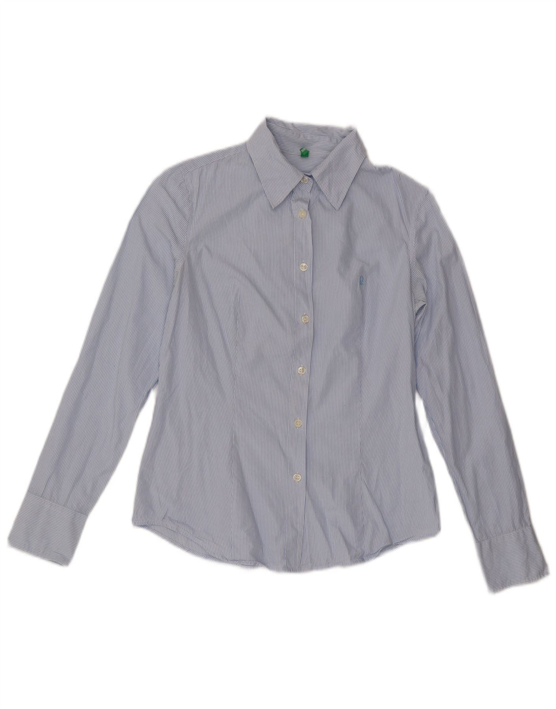 Benetton Dameskjorte UK 12 Mellem blå stribet