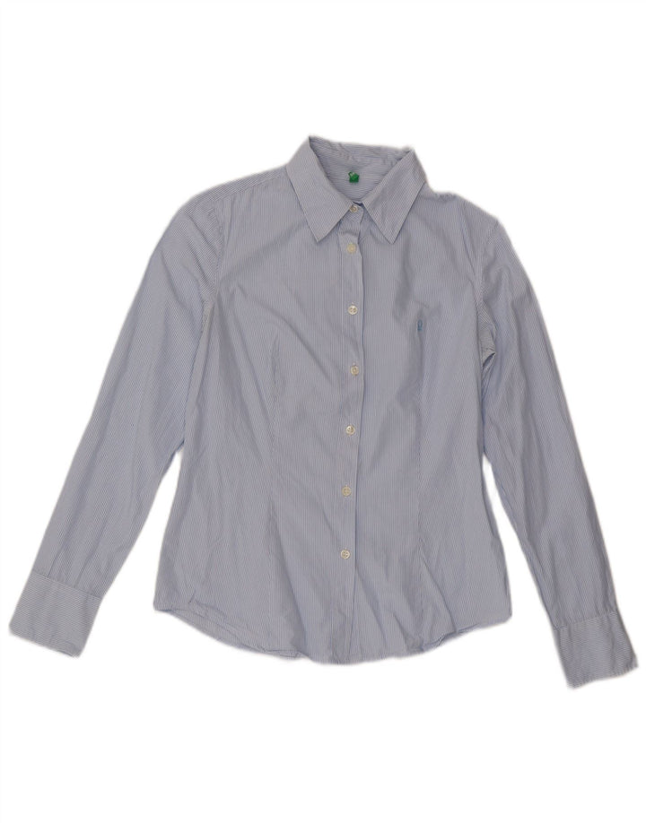 Benetton Dameskjorte UK 12 Mellem blå stribet