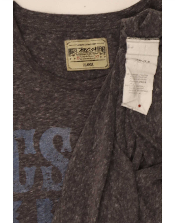 Marlboro Classics Herre Grafisk T-Shirt Top XL Grå Flecked Polyester