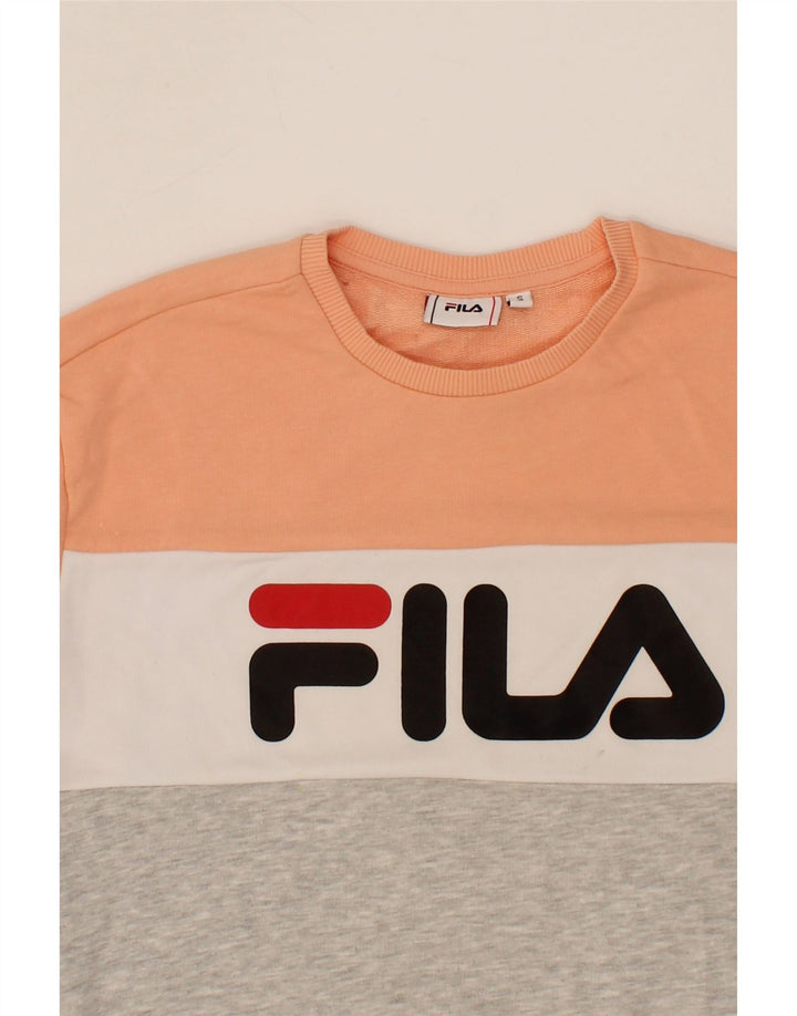 FILA Womens Graphic Sweatshirt Jumper UK 10 Small Multicoloured Vintage Fila and Second-Hand Fila from Messina Hembry 