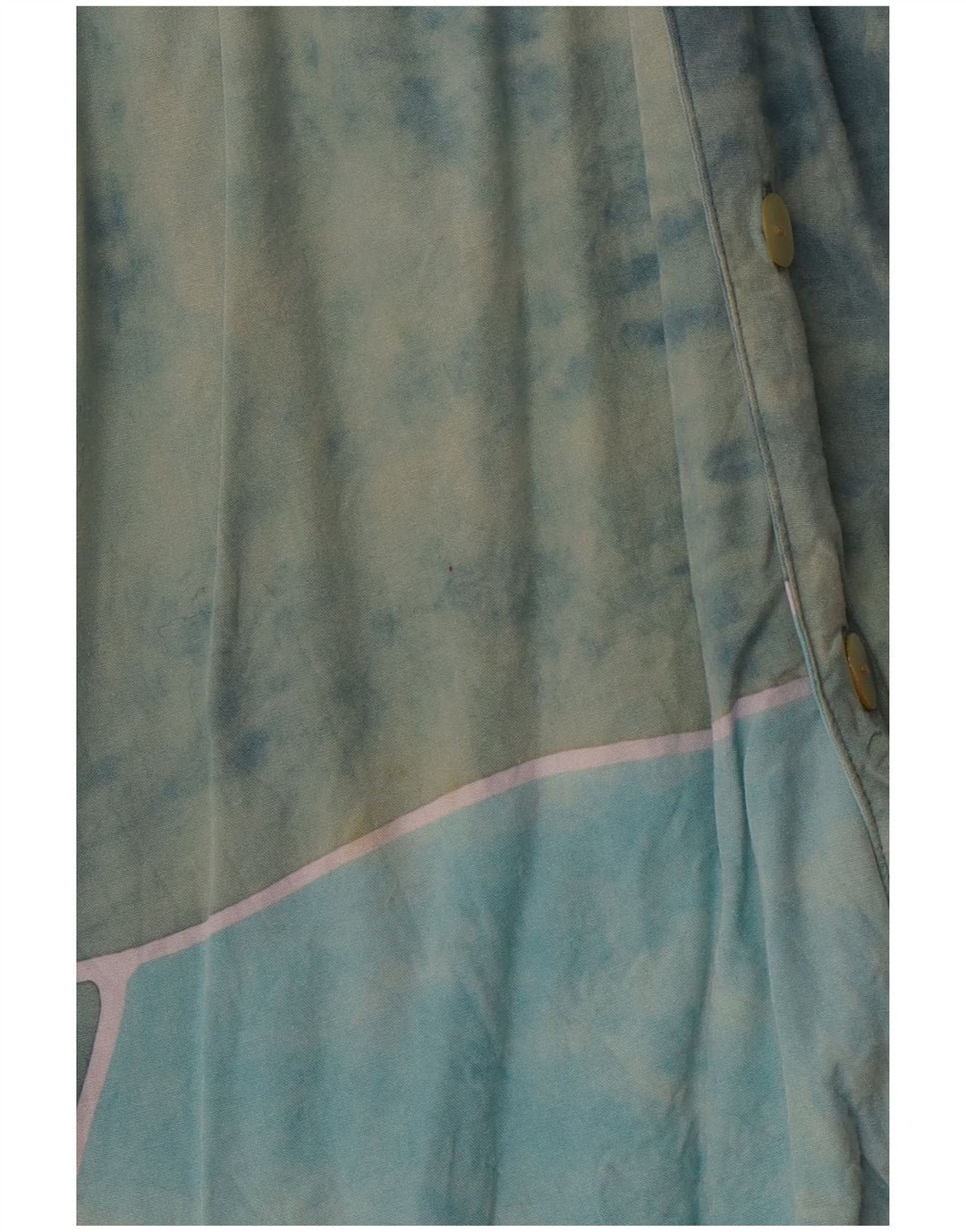 VINTAGE abstrakt mønsterskjorte til mænd XL blå rayon