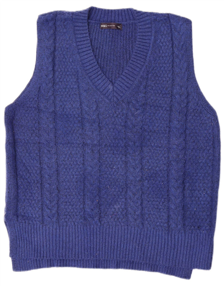 Marks & Spencer Dame Vest Tank Top UK 16 Large Blue Polyester
