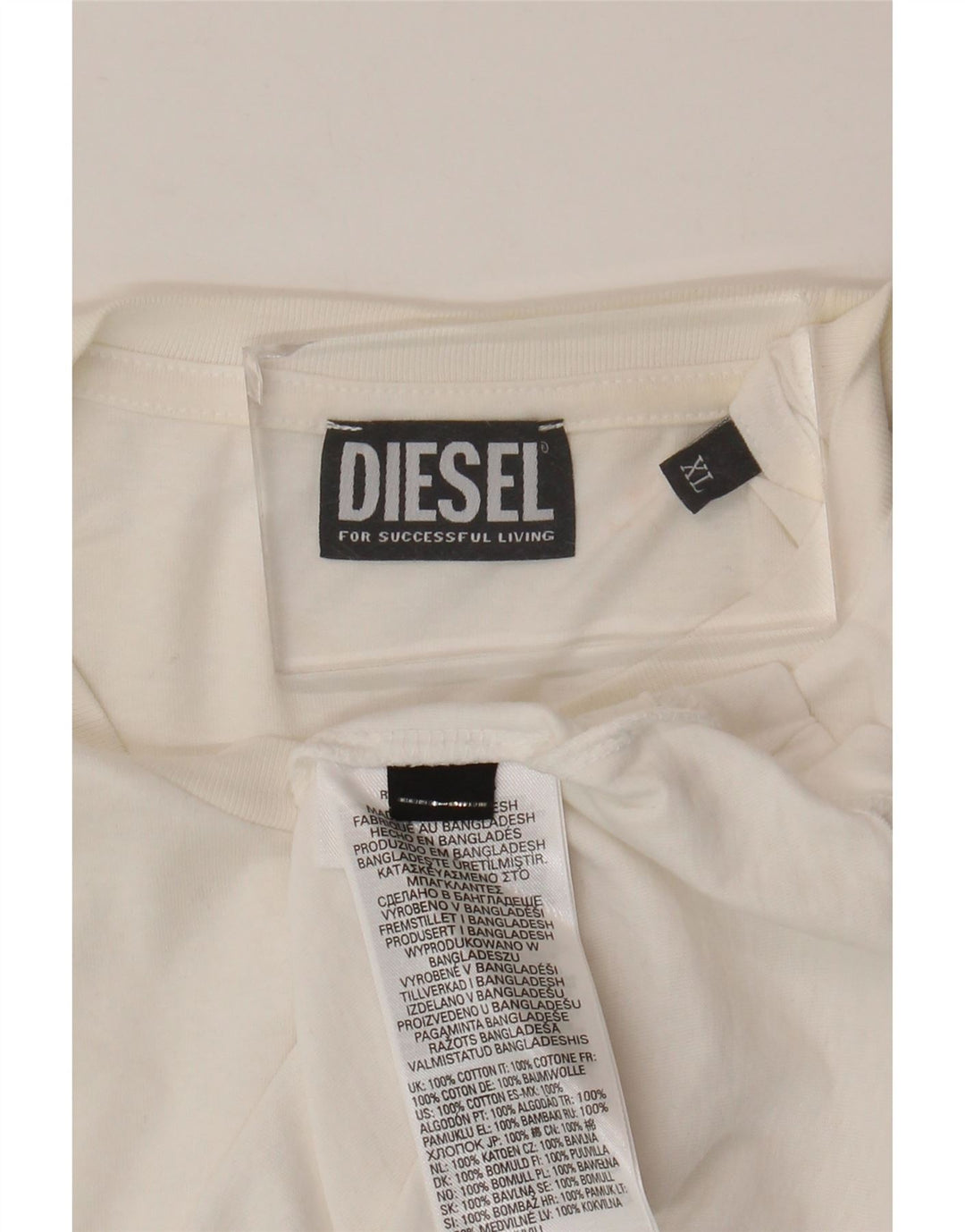 Diesel Herre Grafisk T-Shirt Top XL Hvid Bomuld
