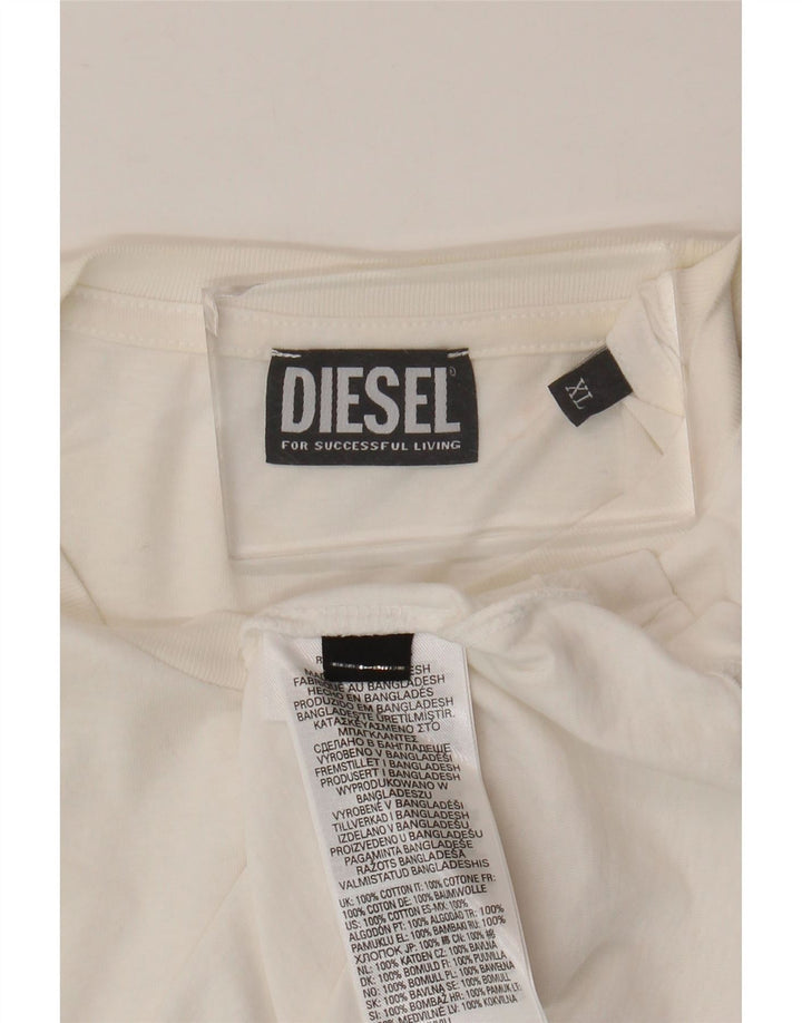Diesel Herre Grafisk T-Shirt Top XL Hvid Bomuld