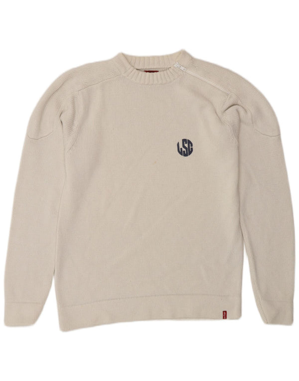 Levi's Mens Graphic Crew Neck Jumper Sweater Small White Cotton