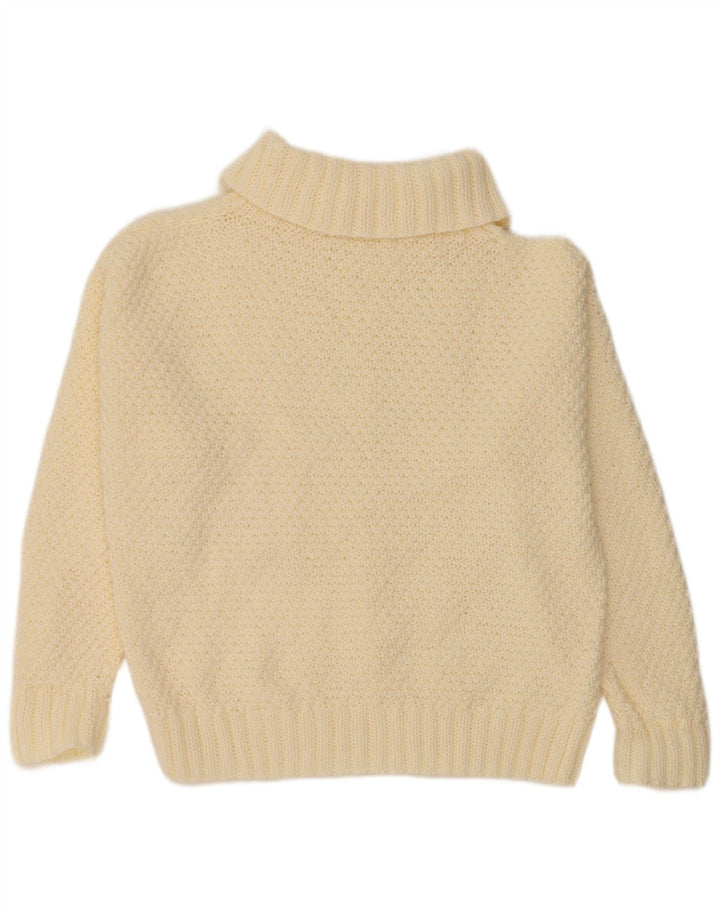 VINTAGE Dame Oversized trøjetrøje med rullehals UK 18 XL Off White