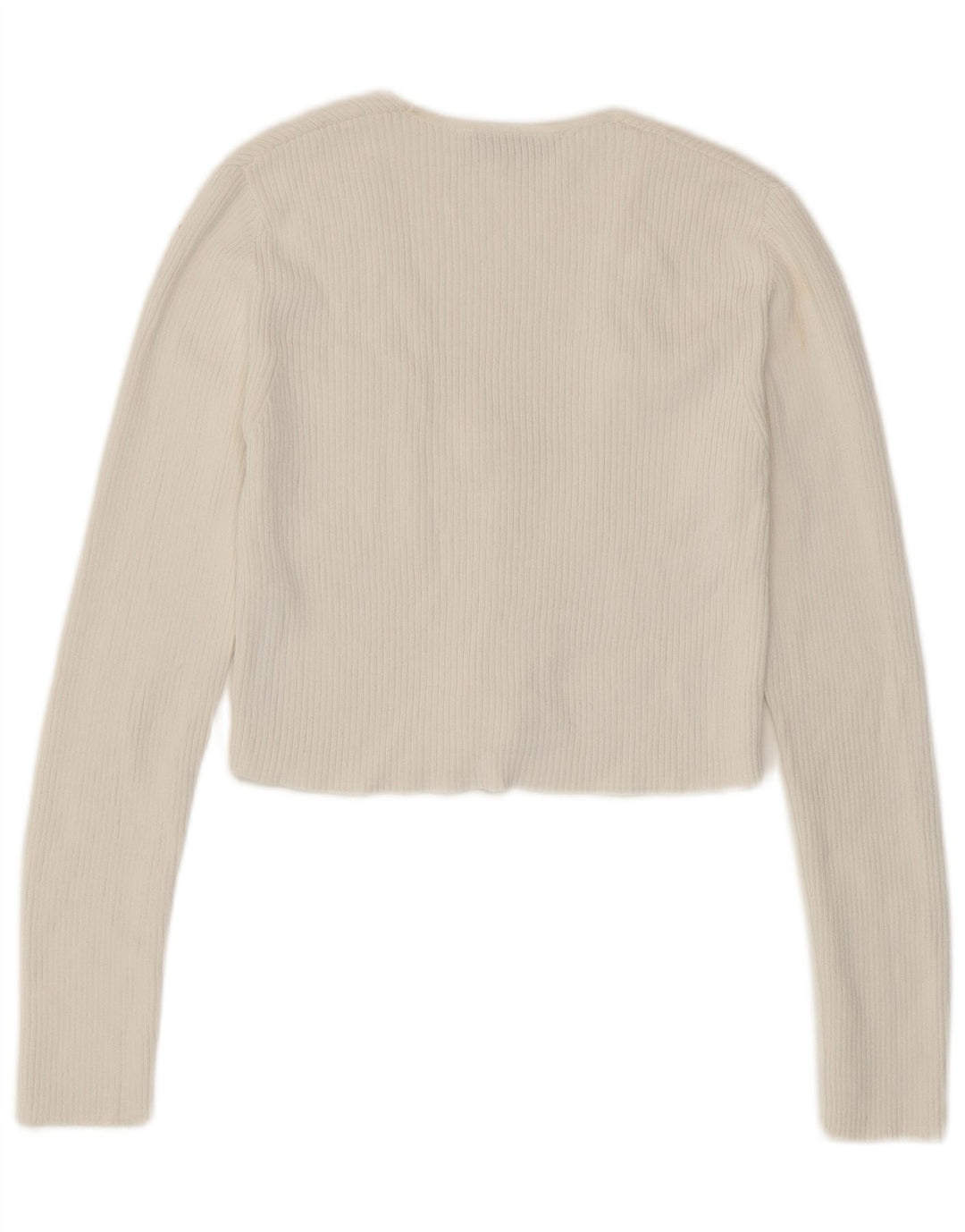 Zara Womens Crop Cardigan Sweater UK 12 Medium White Viscose