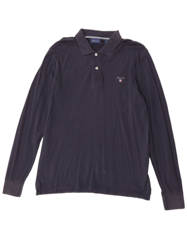 Gant Langærmet Polo Shirt til mænd Stor marineblå bomuld