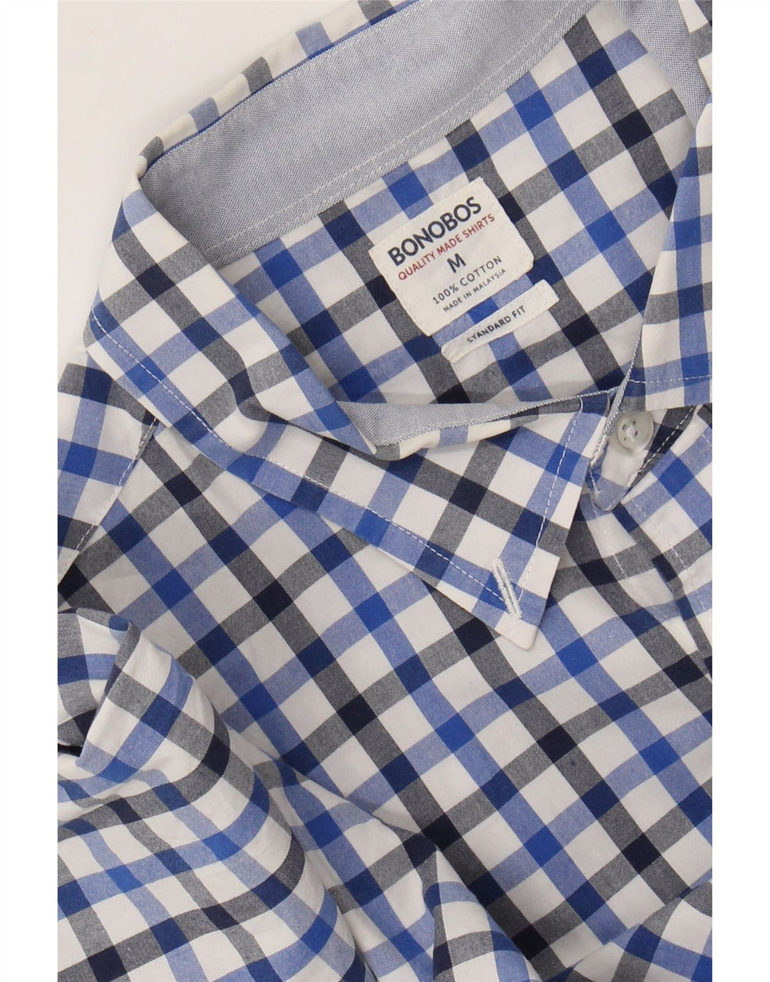BONOBOS Herre Standard Fit skjorte Medium Blue Gingham Cotton