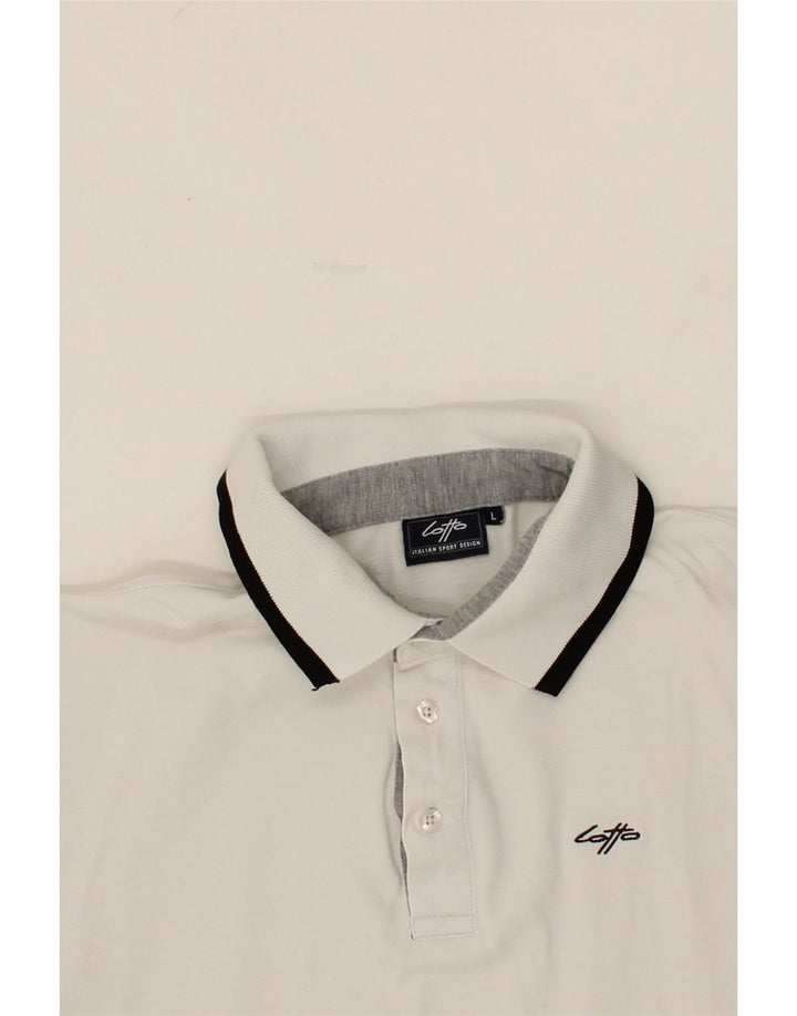 LOTTO Mens Polo Shirt Large White Cotton Vintage Lotto and Second-Hand Lotto from Messina Hembry 