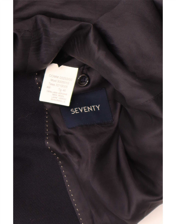 Halvfjerds Herre 3-knaps blazerjakke IT 46 Small Navy Blue Virgin Wool