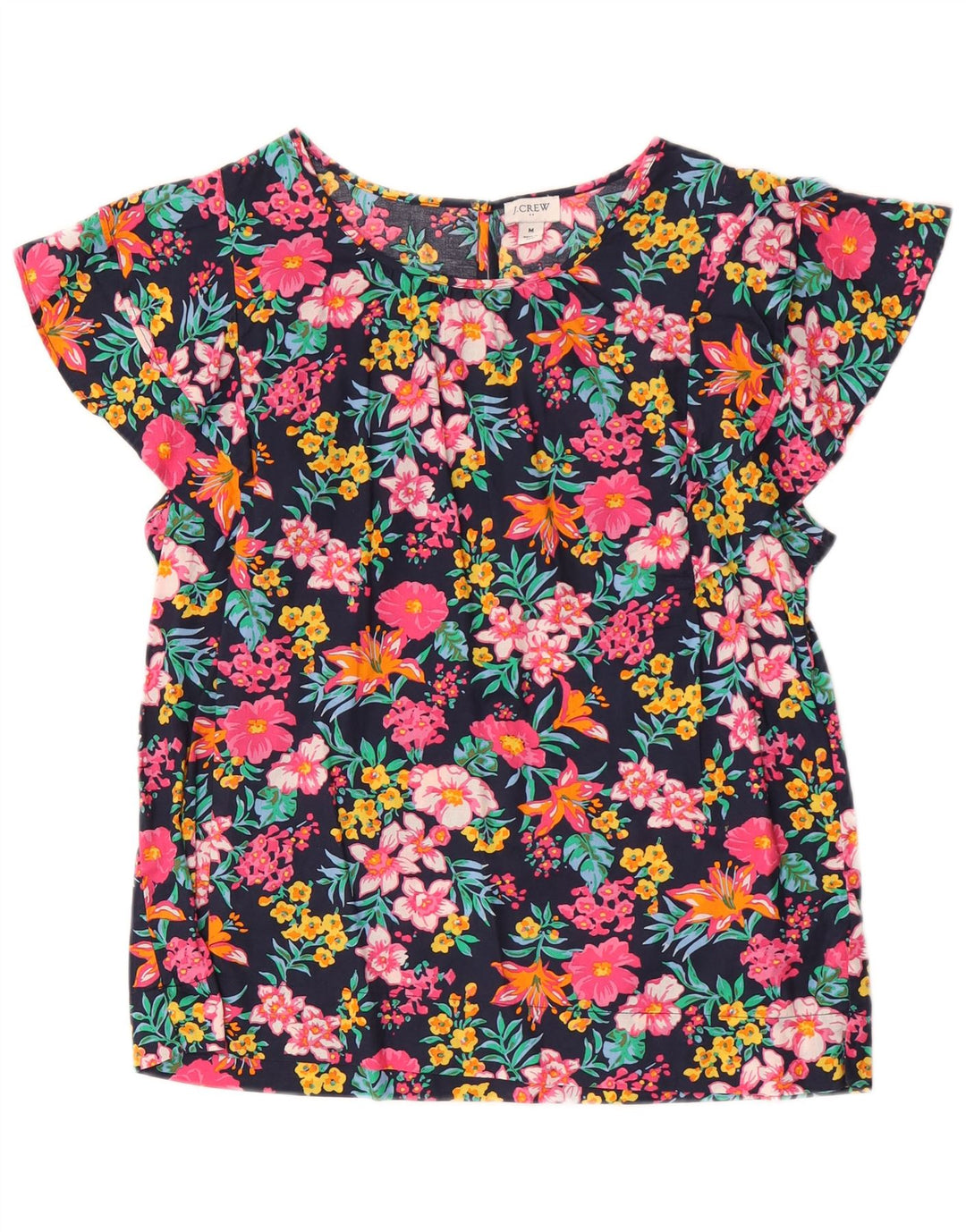 J. Crew Womens Batwing Bluse Top UK 14 Medium Flerfarvet Blomsterbomuld