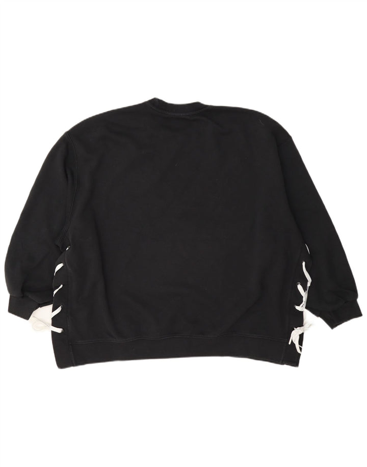 Adidas Dame Oversized Sweatshirt Jumper UK 14 Stor Sort Bomuld