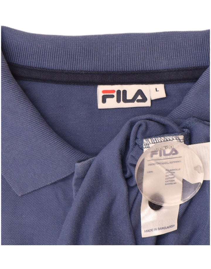 FILA Langærmet poloshirt til mænd Stor blå bomuld