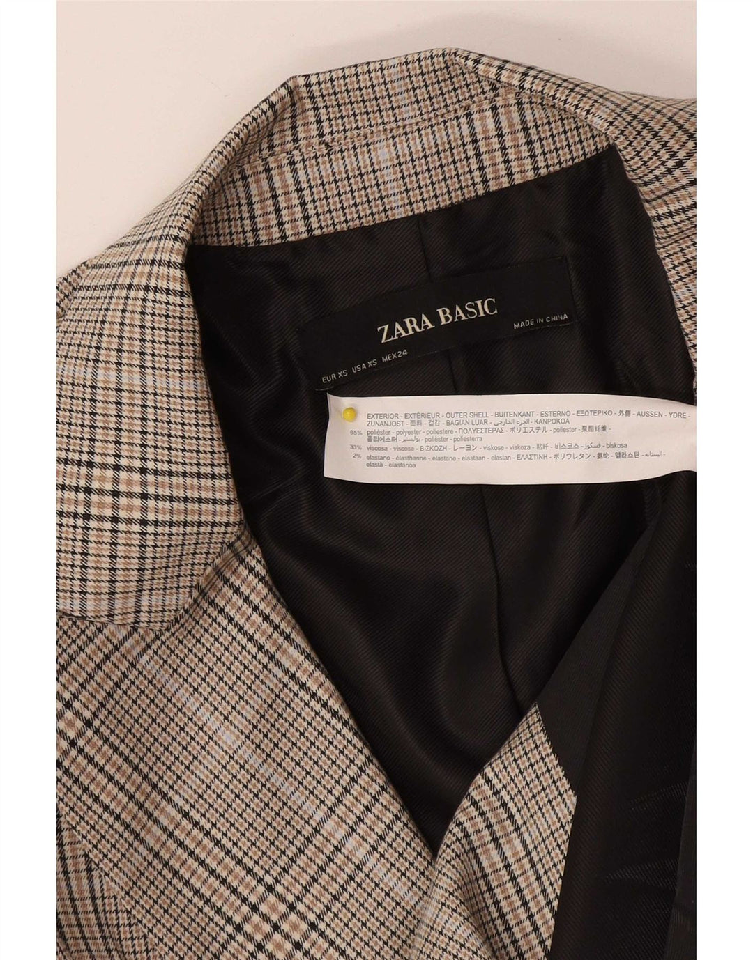 Zara Dame Dobbeltradet Oversized Blazer Jacket UK 6 XS Grå ternet