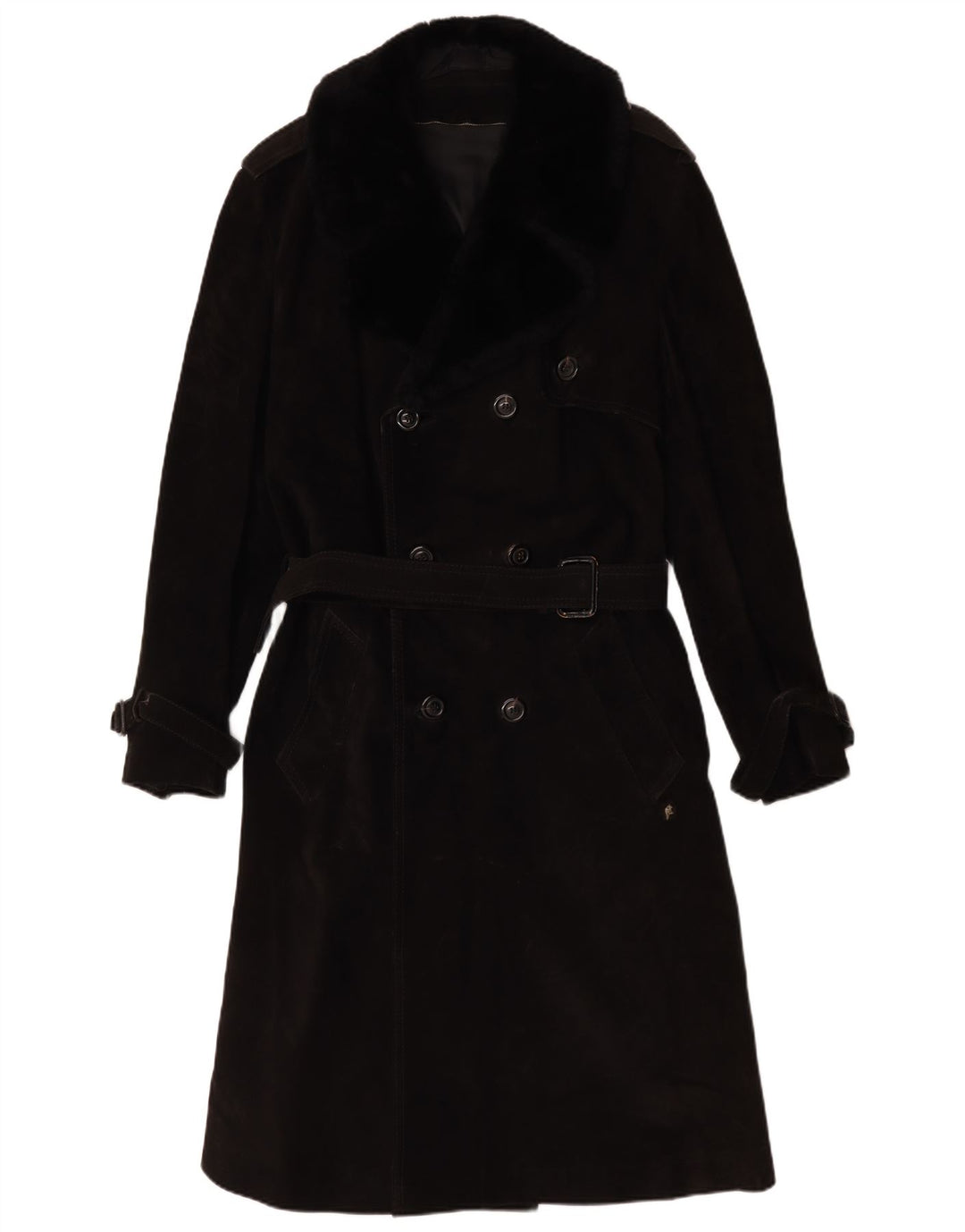 Vintage Dame Ruskind Dobbeltradet Frakke IT 54 3XL Sort