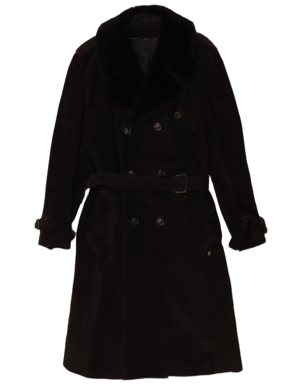 Vintage Dame Ruskind Dobbeltradet Frakke IT 54 3XL Sort