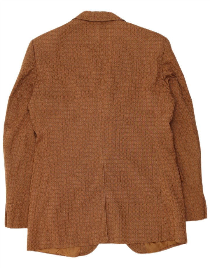 Varteks Herre 2-knaps blazerjakke IT 48 Medium Brun Geometrisk Uld
