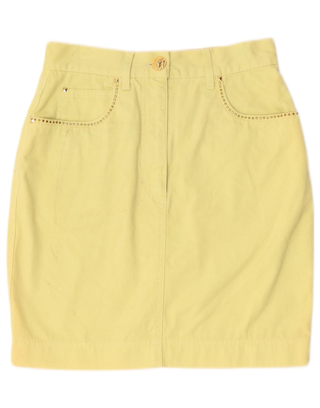 Laurel Dame Mini Nederdel EU 38 Medium W28 Gul Bomuld