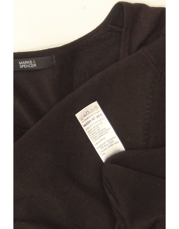 Marks & Spencer Dame V-hals sweater UK 14 Stor sort akryl