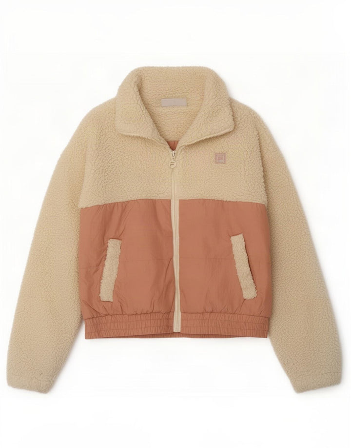Fila Dame Oversized Fleecejakke UK 10 Small Off White Colourblock