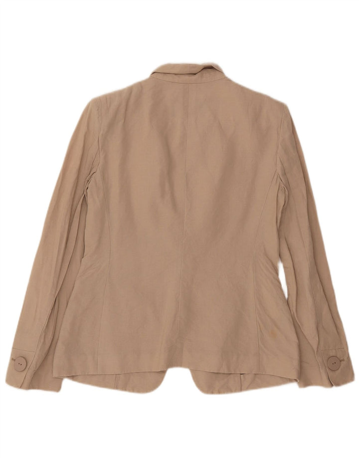 Armani Dame 1 Knap Blazer Jacket UK 10 Small Beige Bomuld