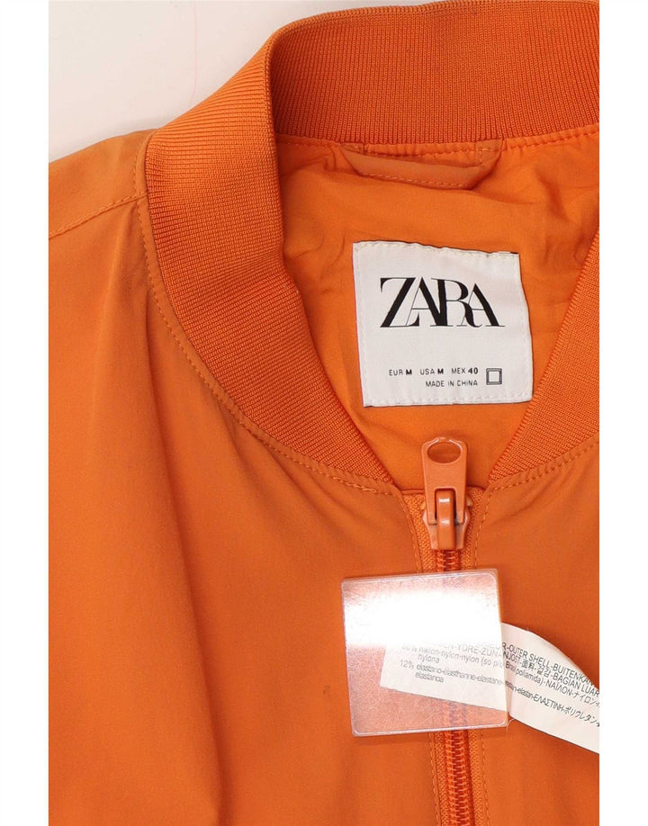Zara Herre Bomber Jacket UK 38 Medium Orange Nylon