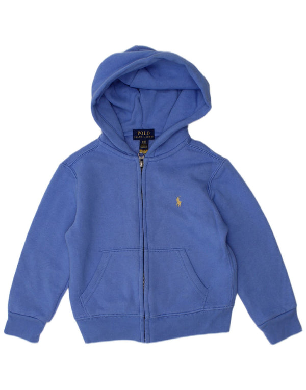 POLO RALPH LAUREN Boys Zip Hoodie Sweater 2-3 Years Blue Cotton